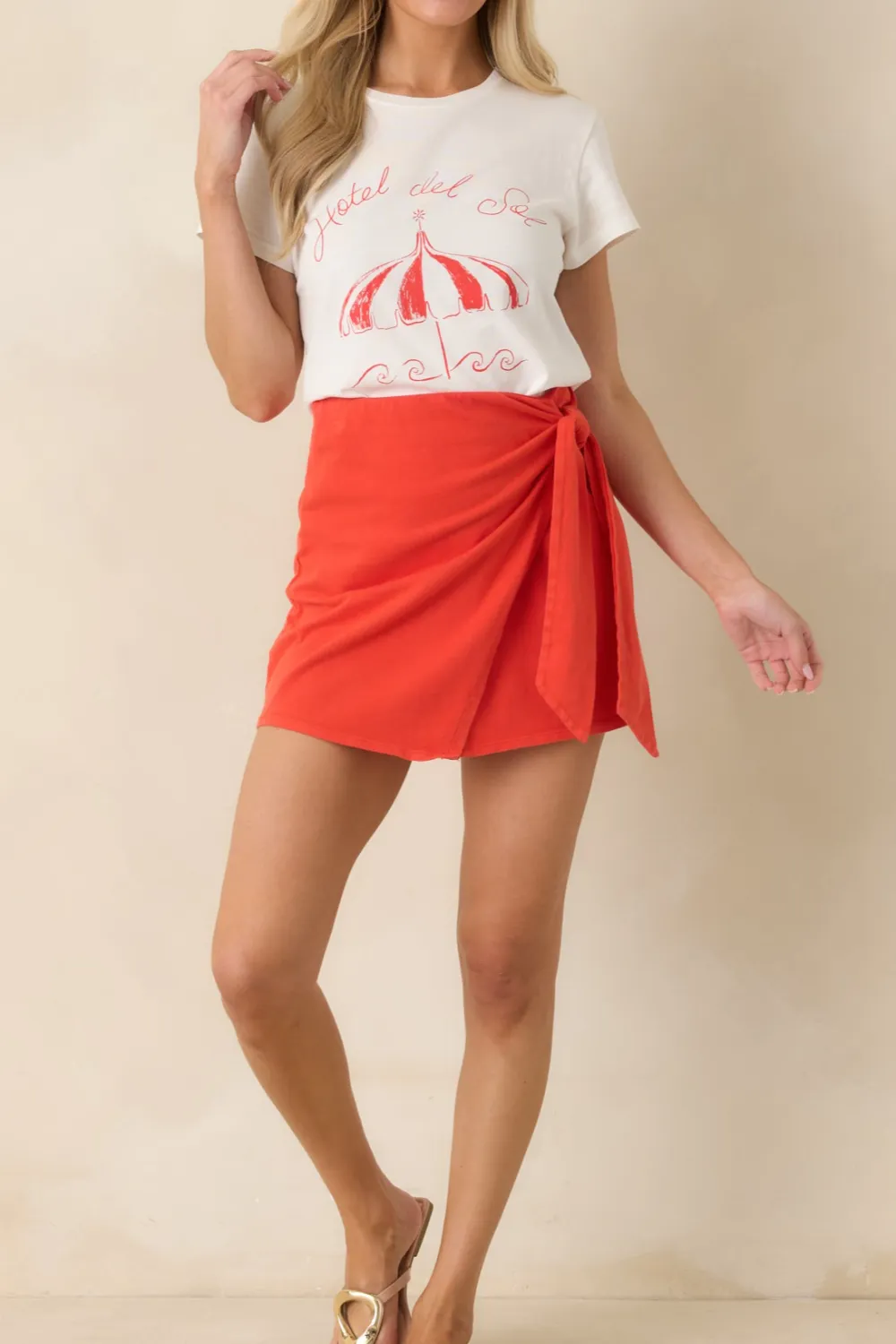 Cotton Jersey Wrap Mini Skirt
