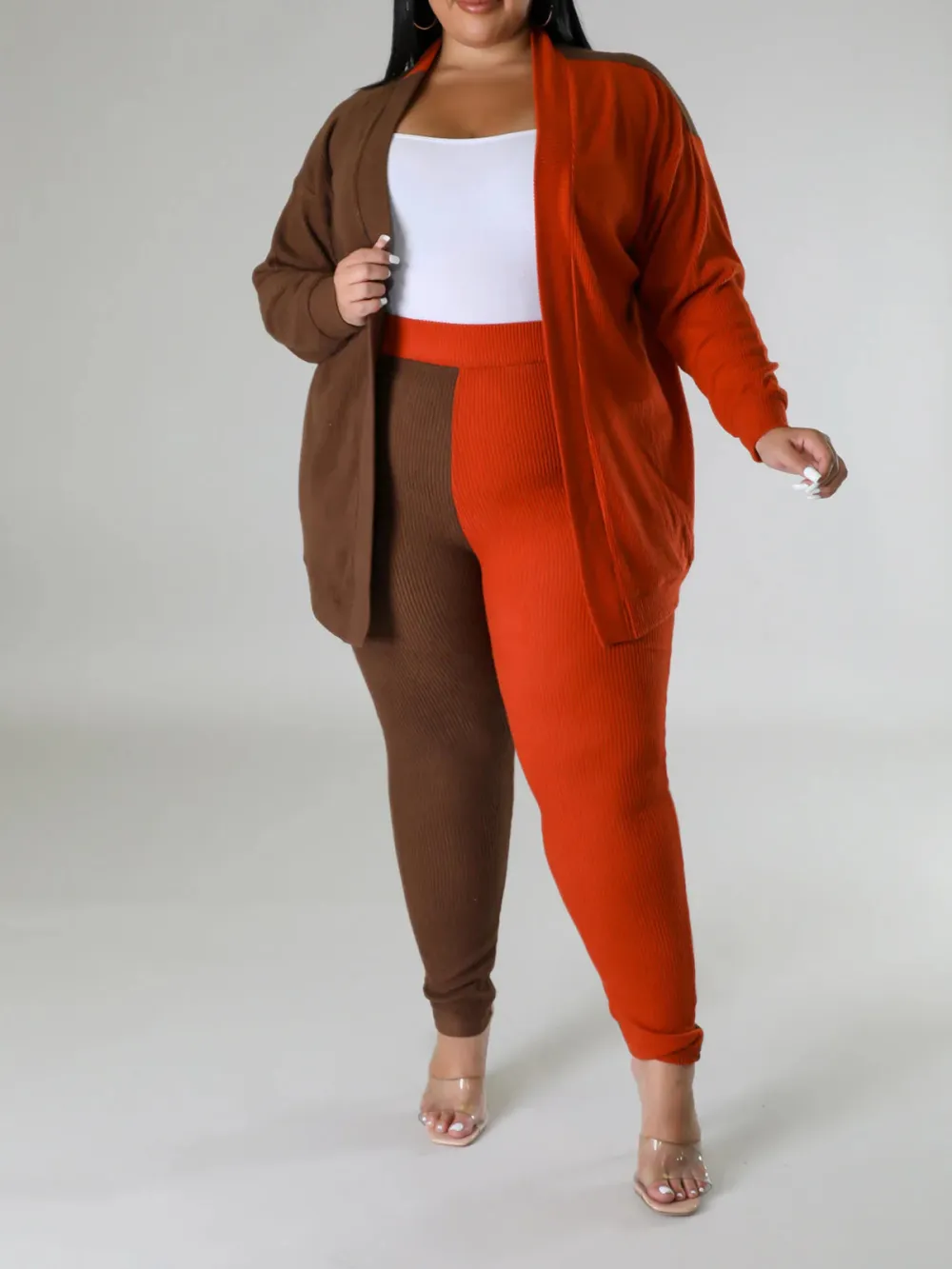 Women'S Casual Color Contrast Long Sleeve Pants Suit