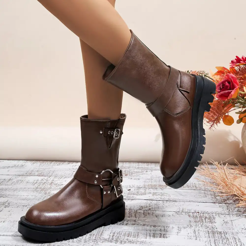 Versatile Round Toe Block Heel Boots