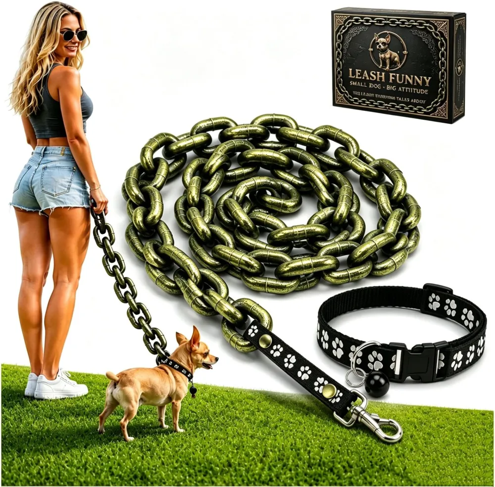 Funny Pet Simulation Thick Iron Chain with Collar