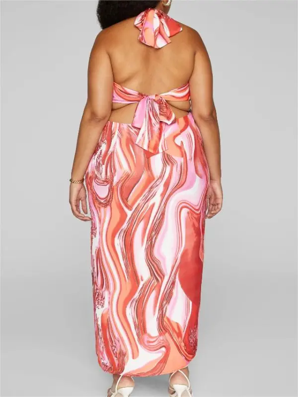 Callie Swirl Print O Ring Maxi Dress