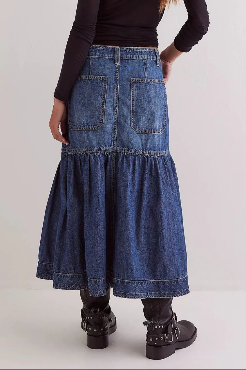 Midi Denim Pockets So Skirt