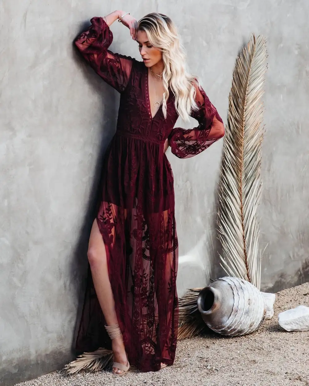 Mystical Moonlight Lace Boho Maxi Dress