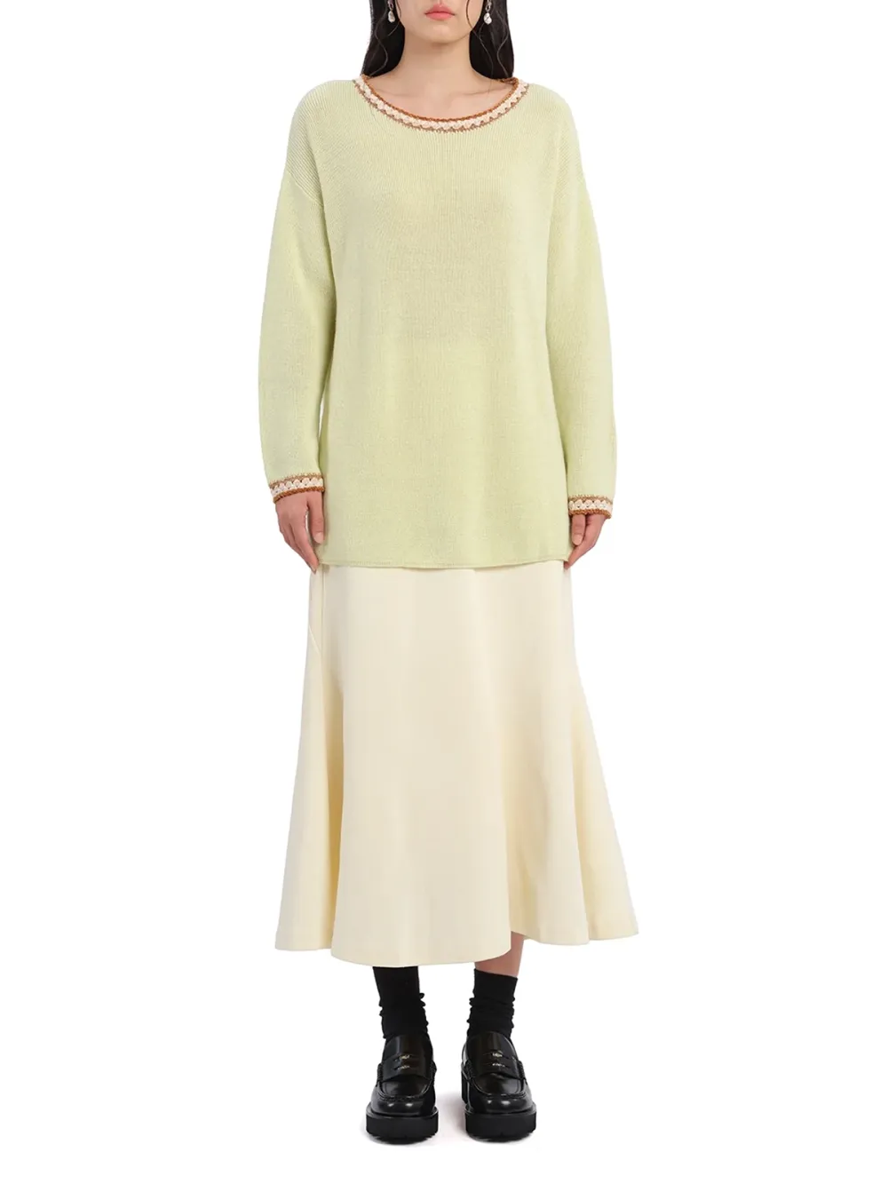 Pastel Color Crew Neck Knit Sweater