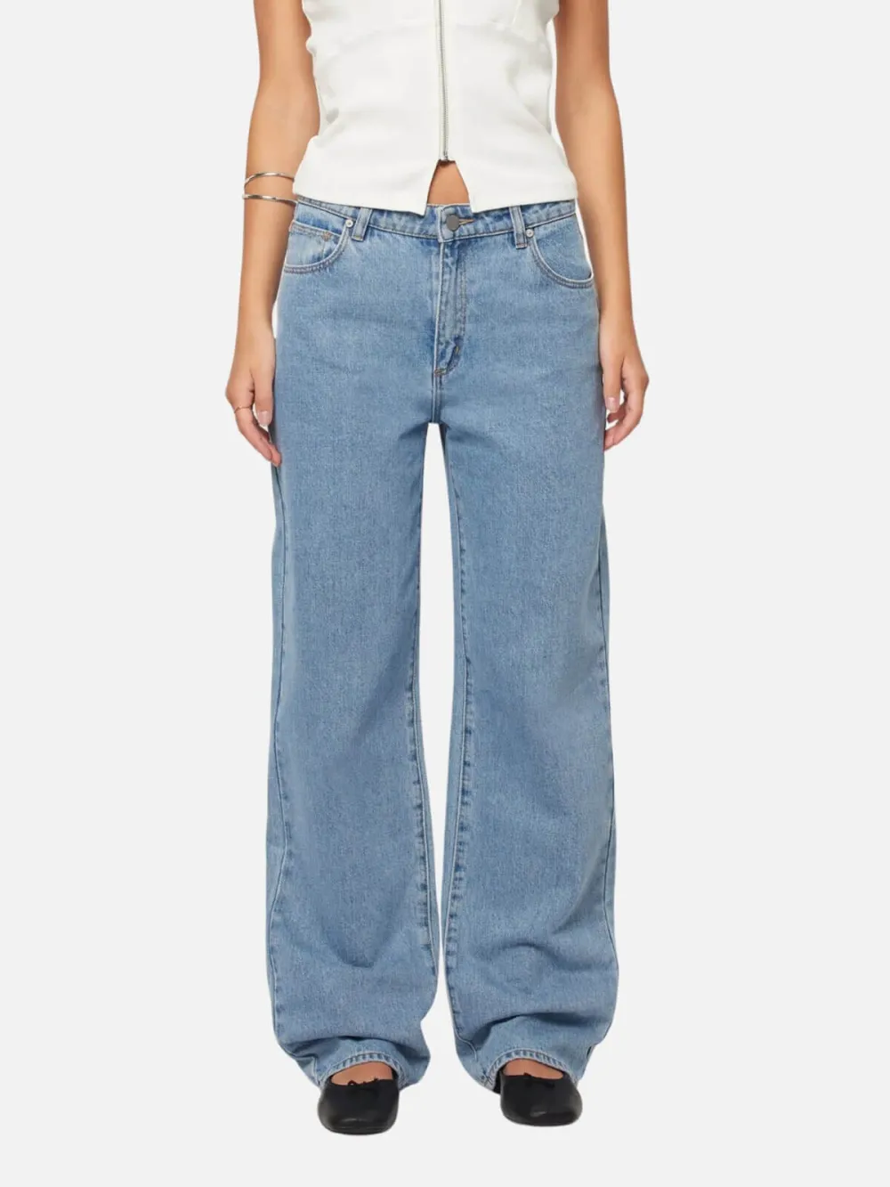 Pockets Mid-Rise Loose Jeans