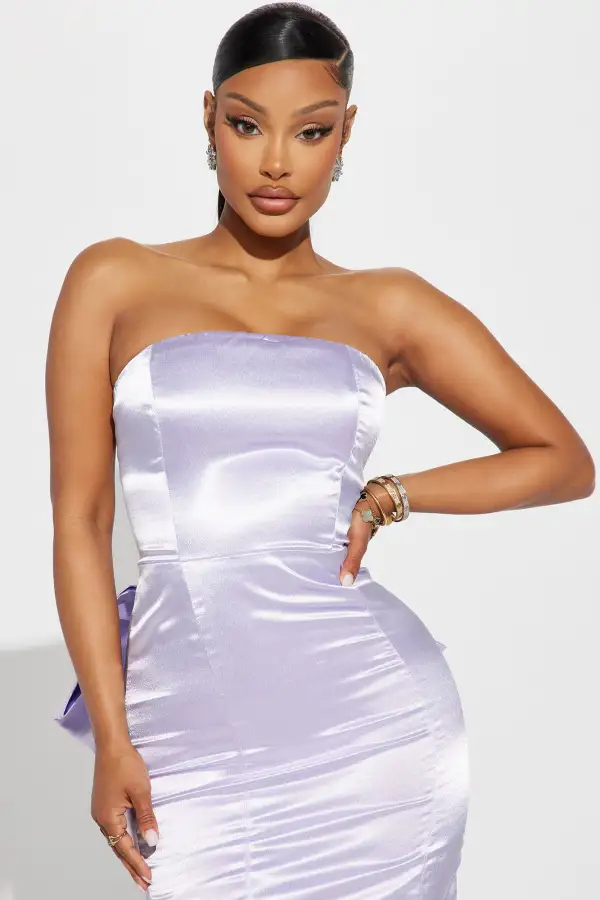 Janet Satin Maxi Dress - Lilac