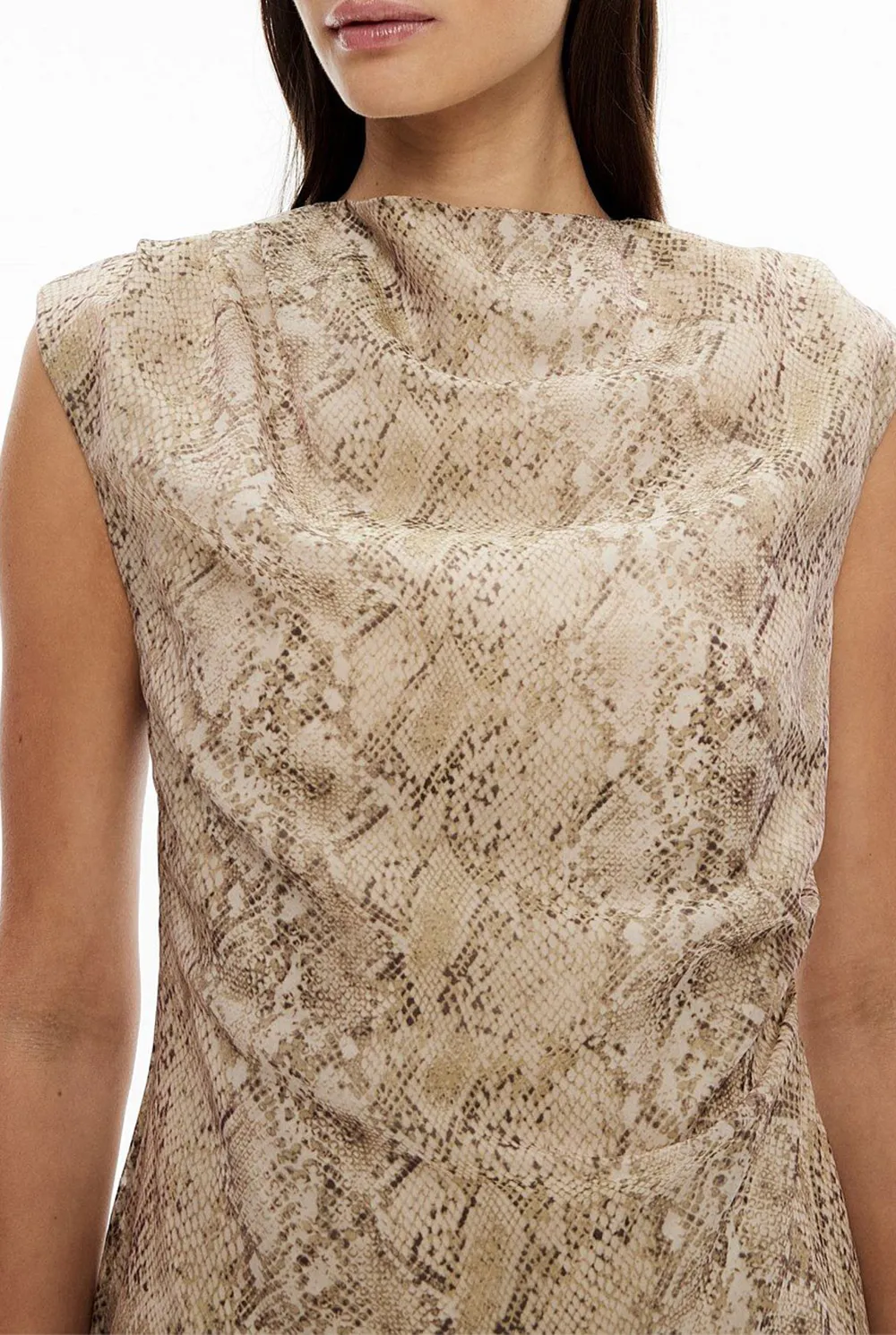 High-Neck Snake Print Dress