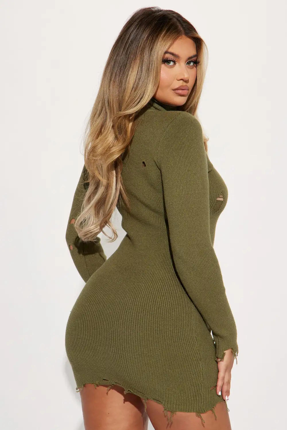 Lennox Sweater Mini Dress - Olive