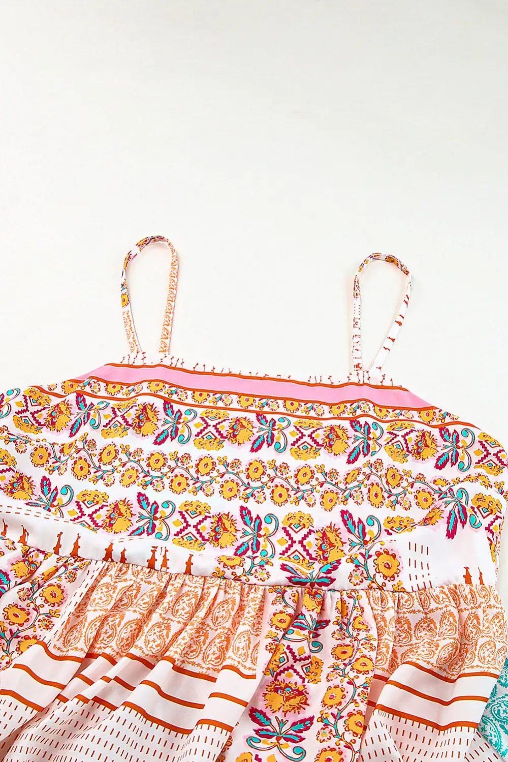 Boho Patchwork Print Square Neck Dress