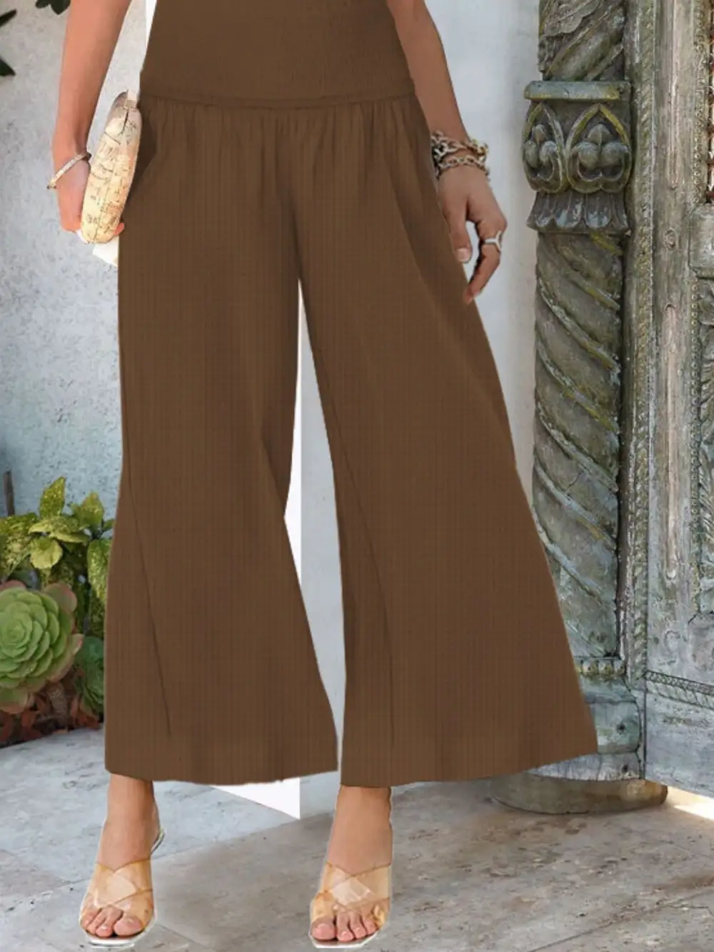 Wide Leg Smocked Waist Pants