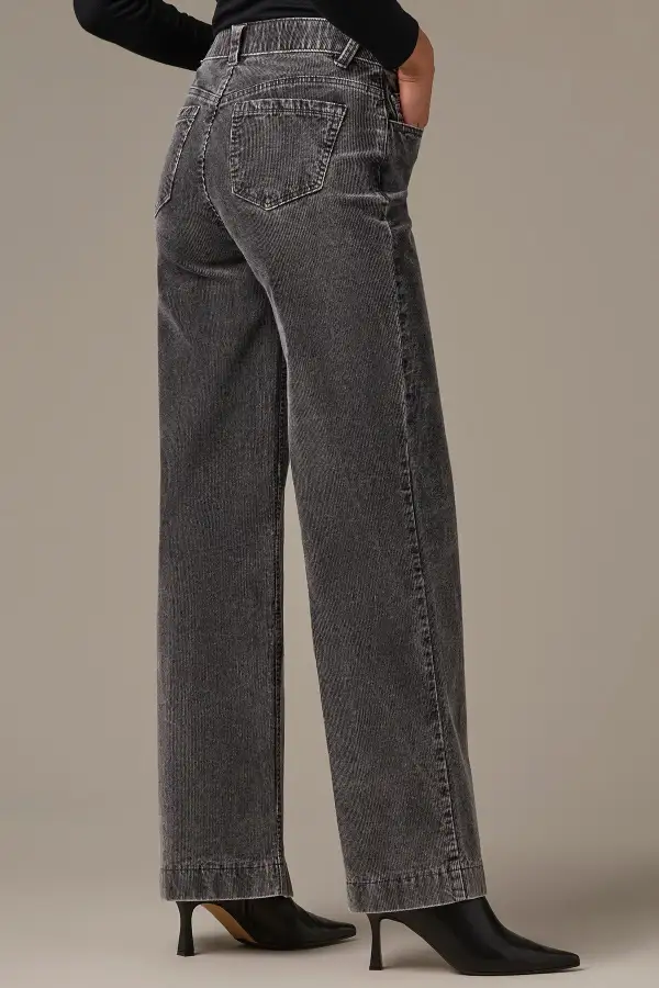 High Rise Wide Leg Pants Washed