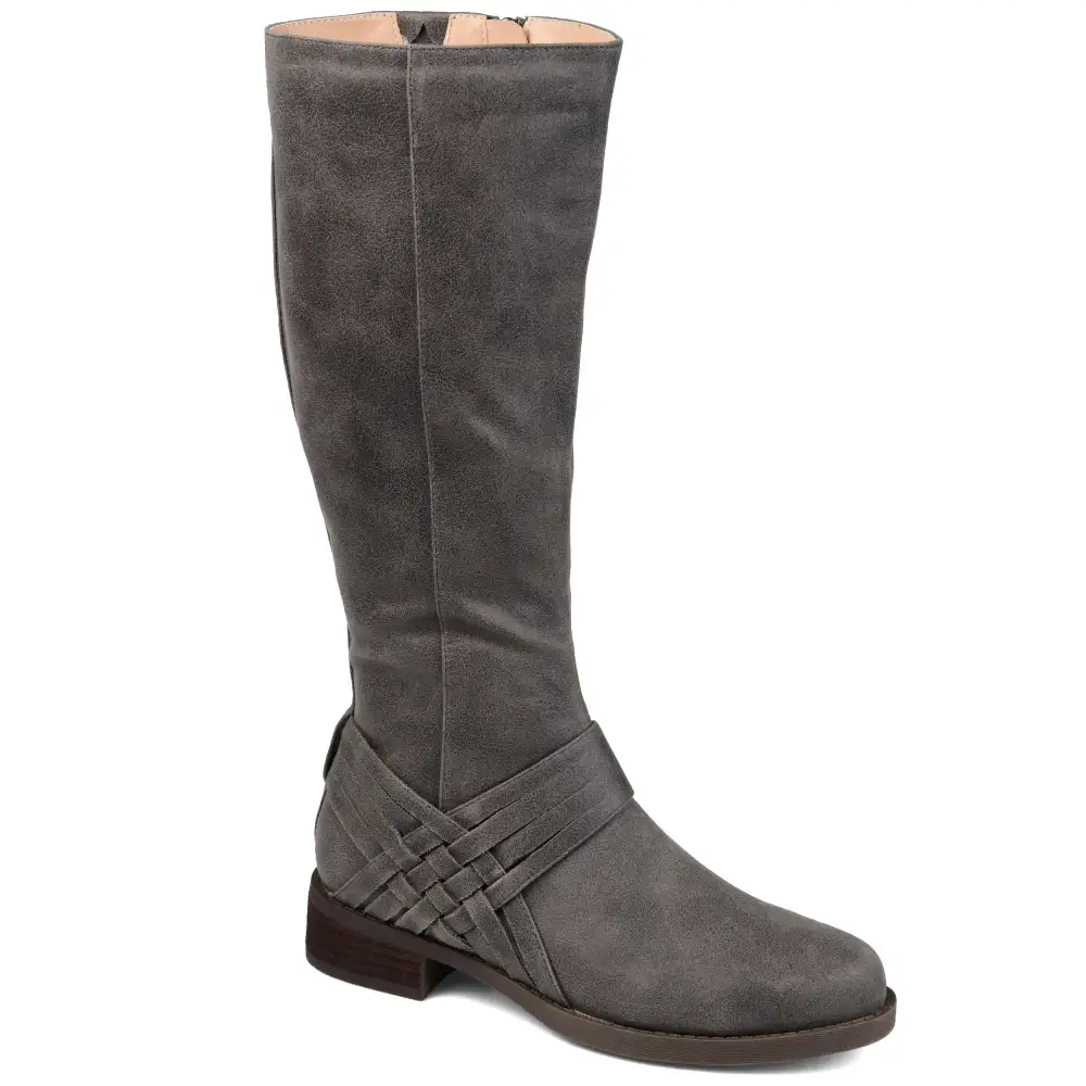 Woven Detail Wide Calf Riding Boots