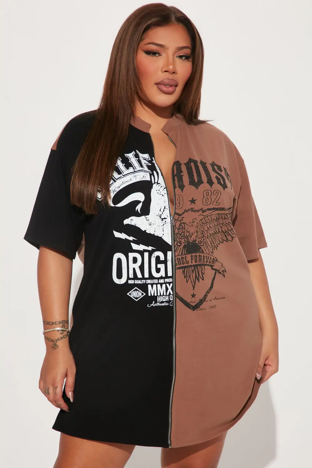 California T-Shirt Dress - Black/combo
