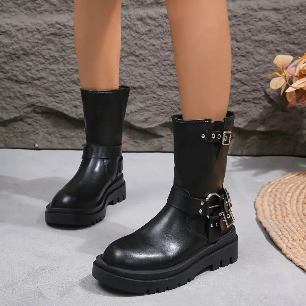 Versatile Round Toe Block Heel Boots