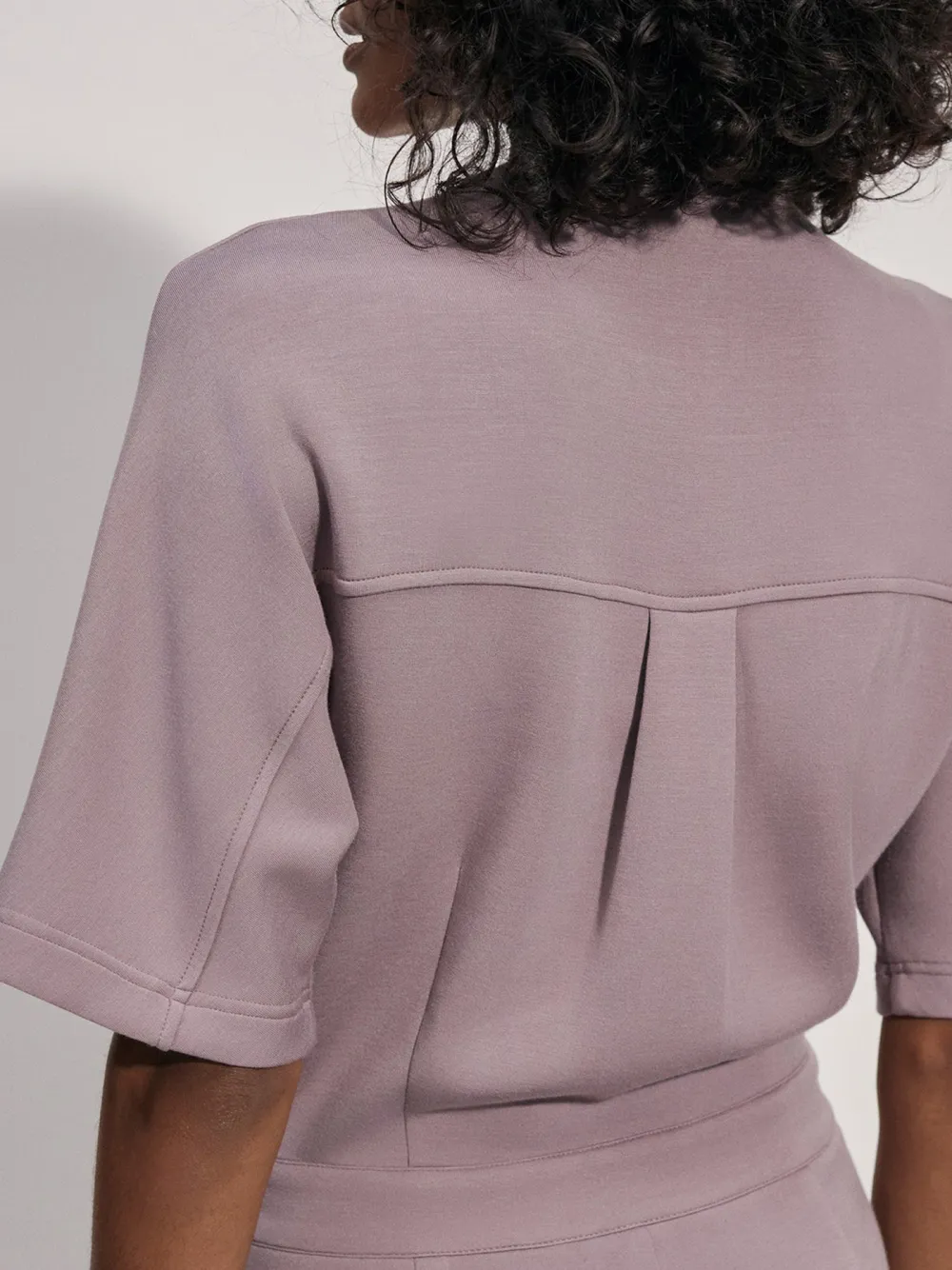 Fashionable Half-Sleeve Zip-Front Jumpsuit