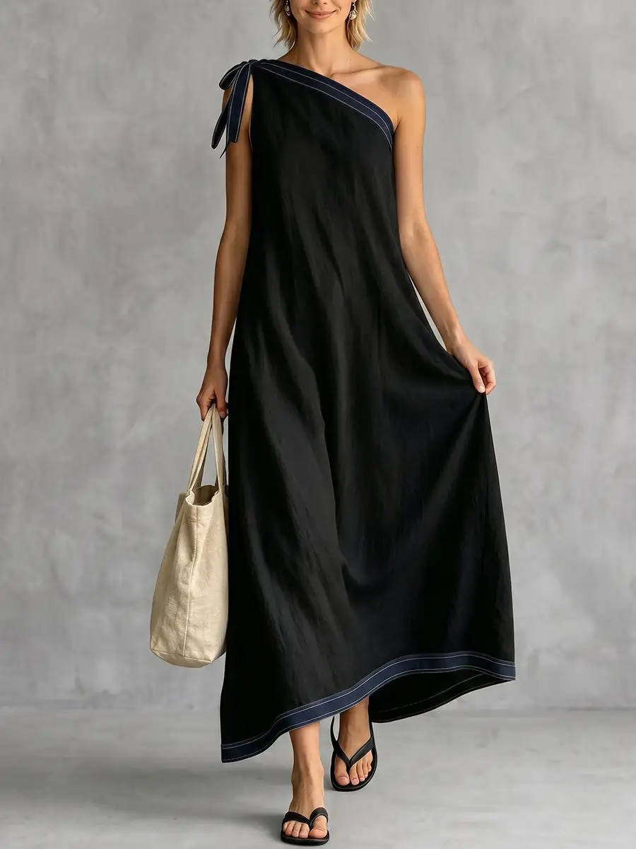 Asymmetric Sleeveless Maxi Dress
