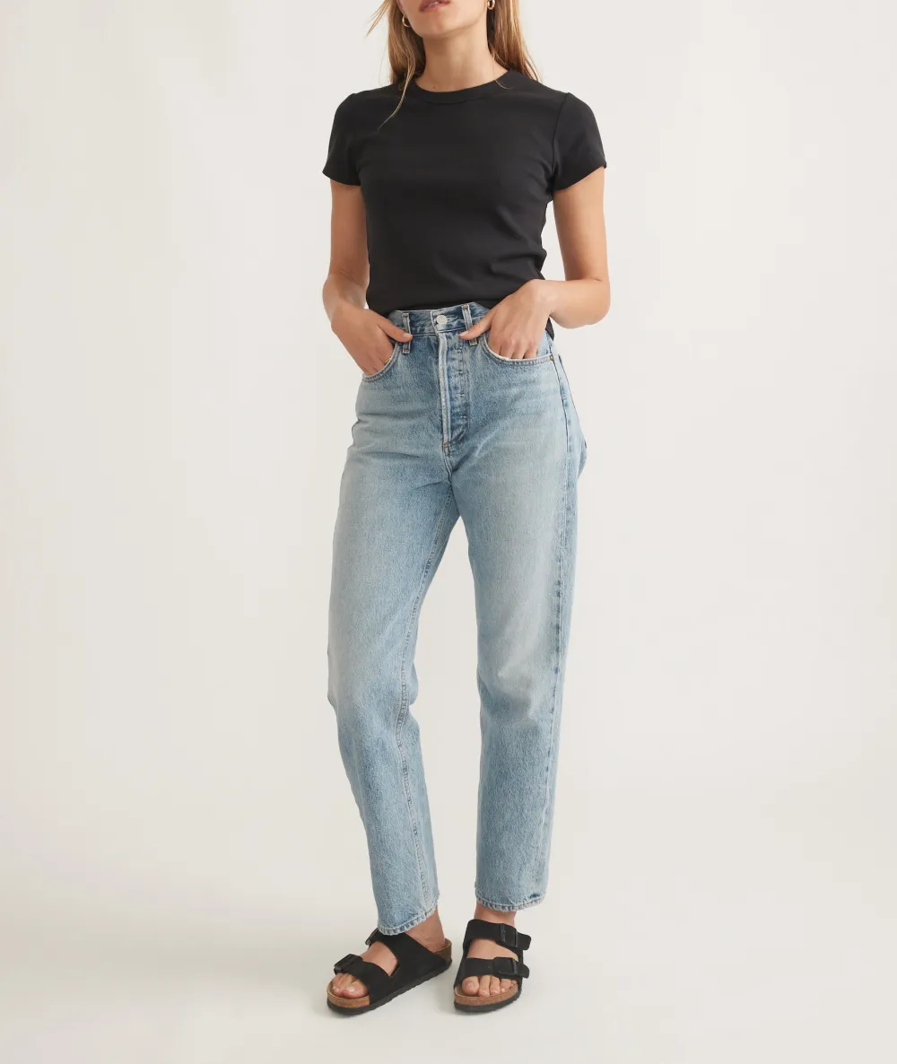 Solid Black Slim Fit Tee