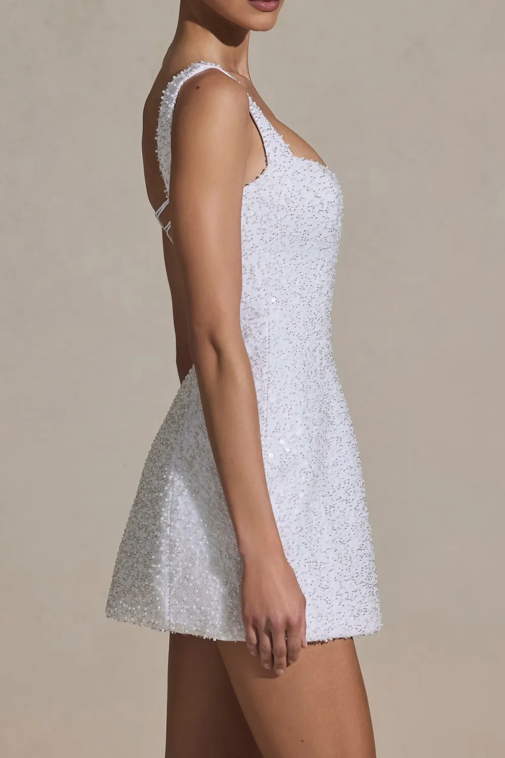 Elegant Beaded A-Line Square Neckline Skirt