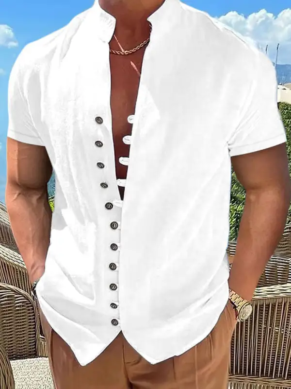 Collared Short Sleeve Button Front Shirt