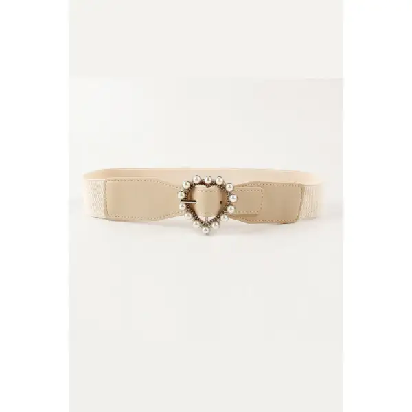 Pearl Heart Buckle Elastic Belt