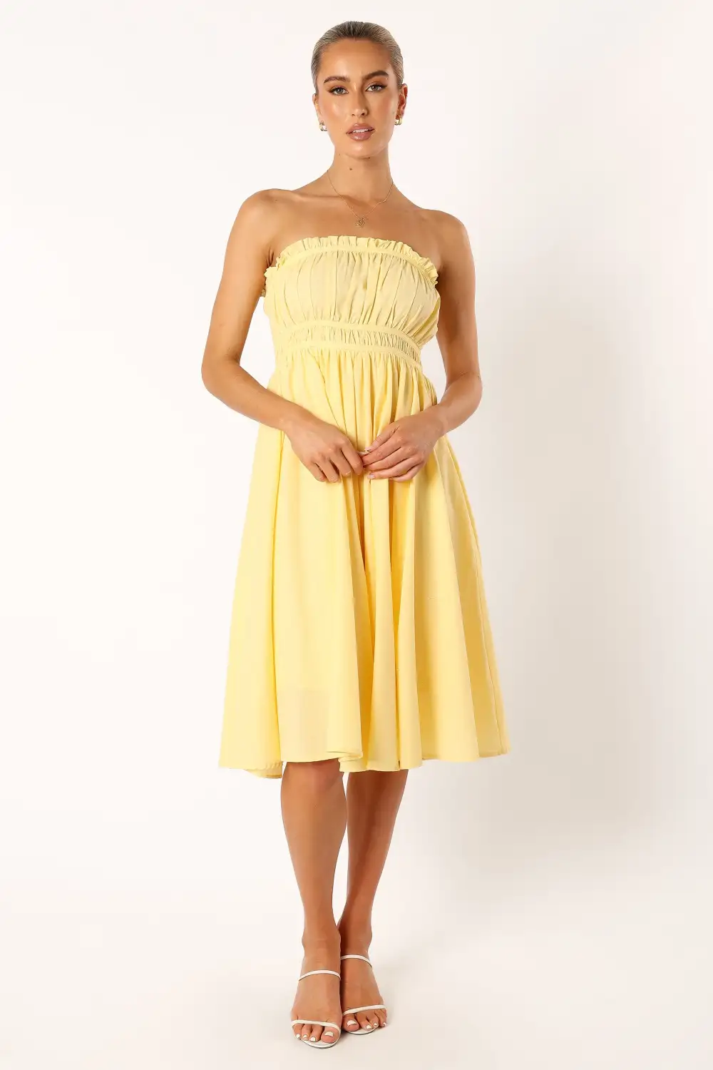 Theo Strapless Midi Dress - Sunshine