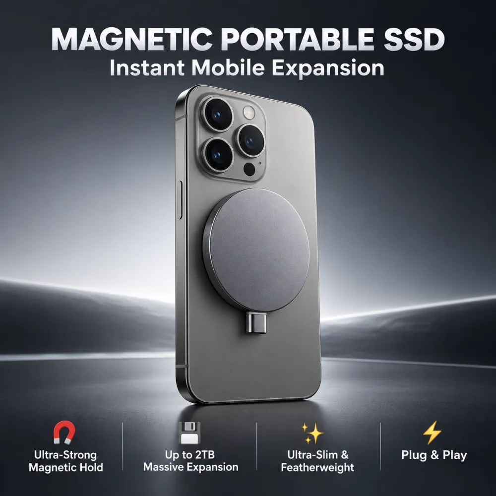 External magnetic portable hard drive, suitable for large capacity mobile phones and computers