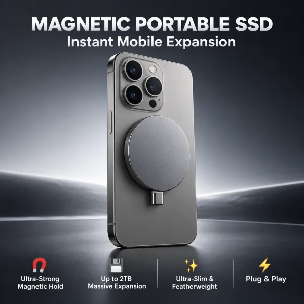 External magnetic portable hard drive, suitable for large capacity mobile phones and computers