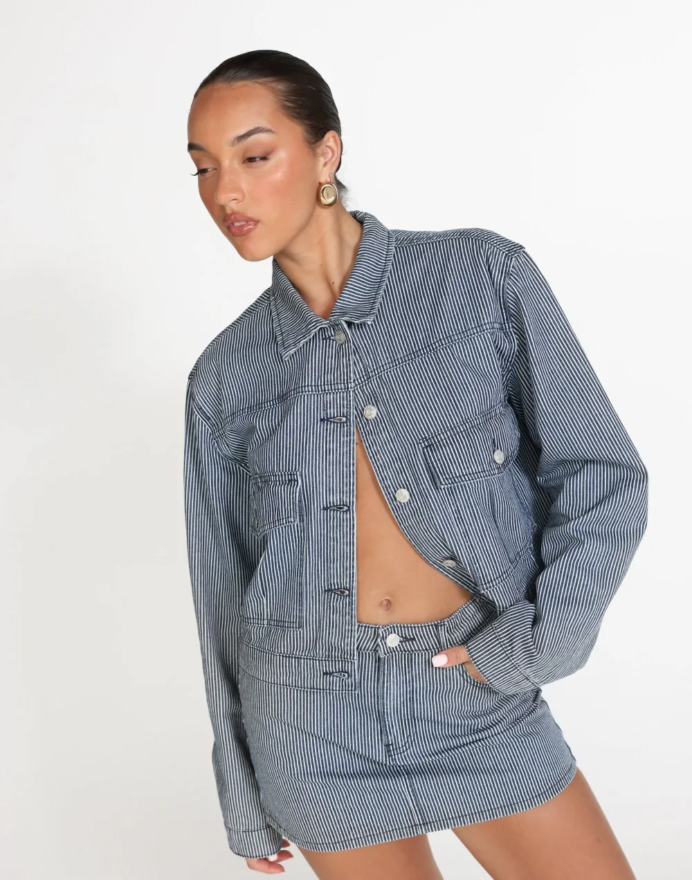 Sakimah Denim Jacket (Navy Pinstripe)