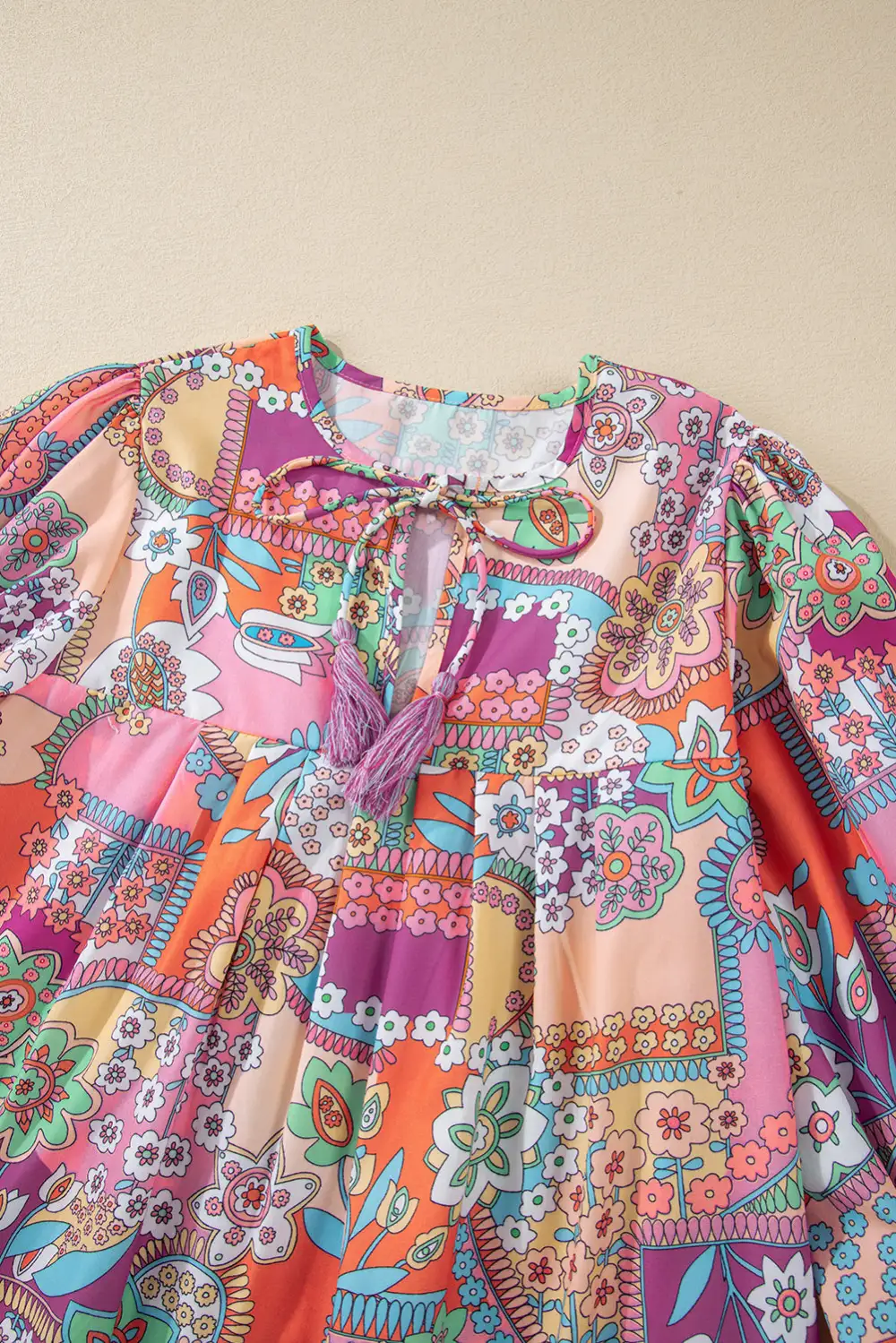 Floral Pleated Boho Blouse