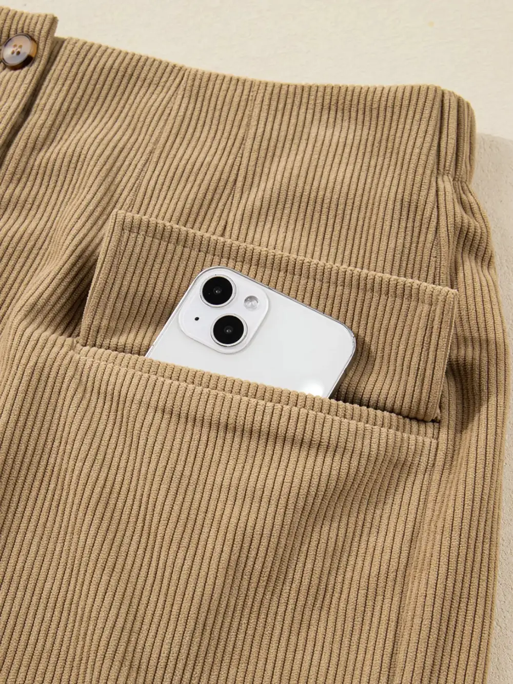 Button Front Corduroy Mini Skirt
