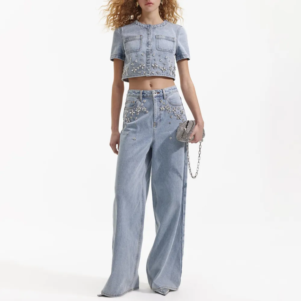 Blue Embellished Jeans