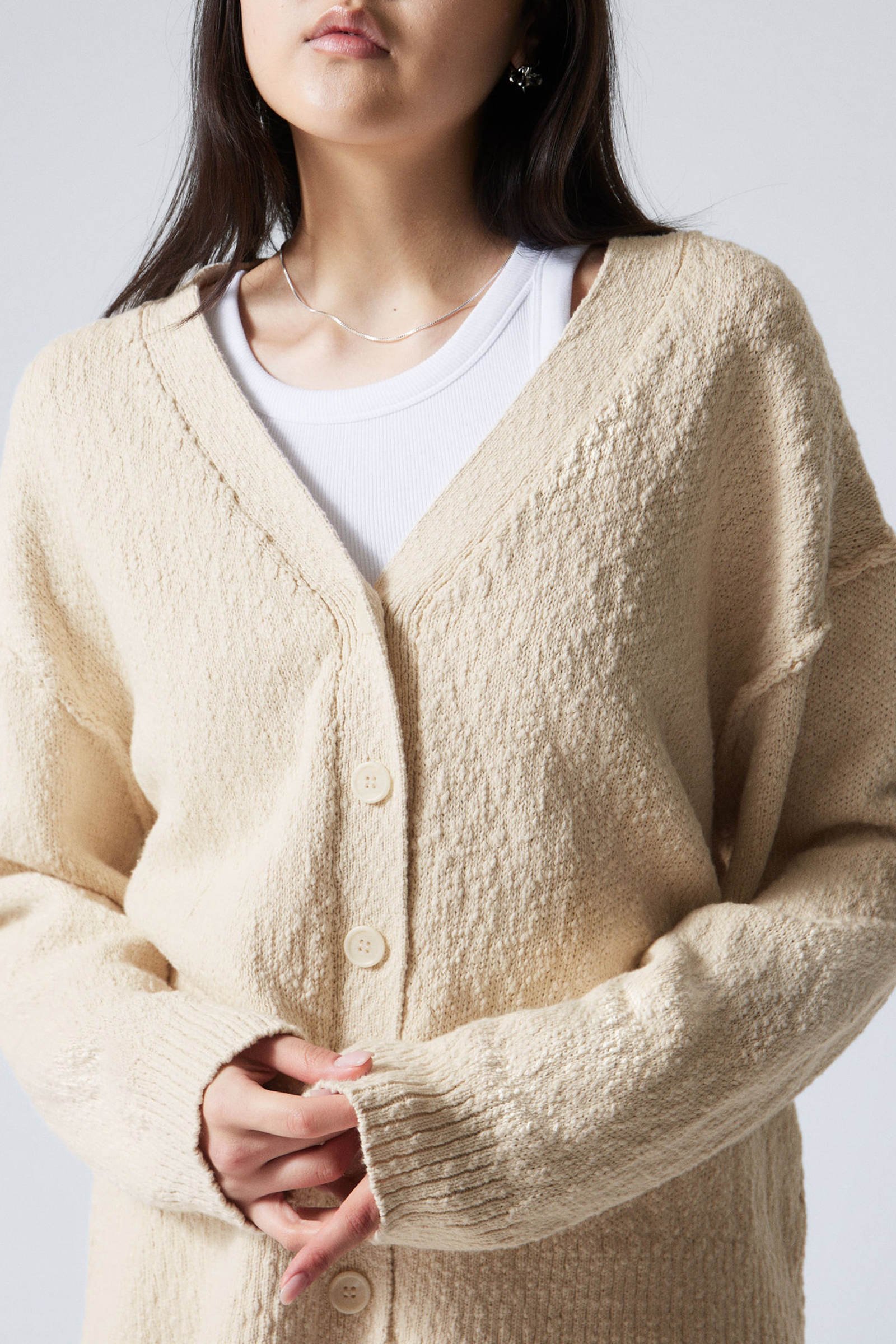 V-Neck Drop Shoulder Cardigan