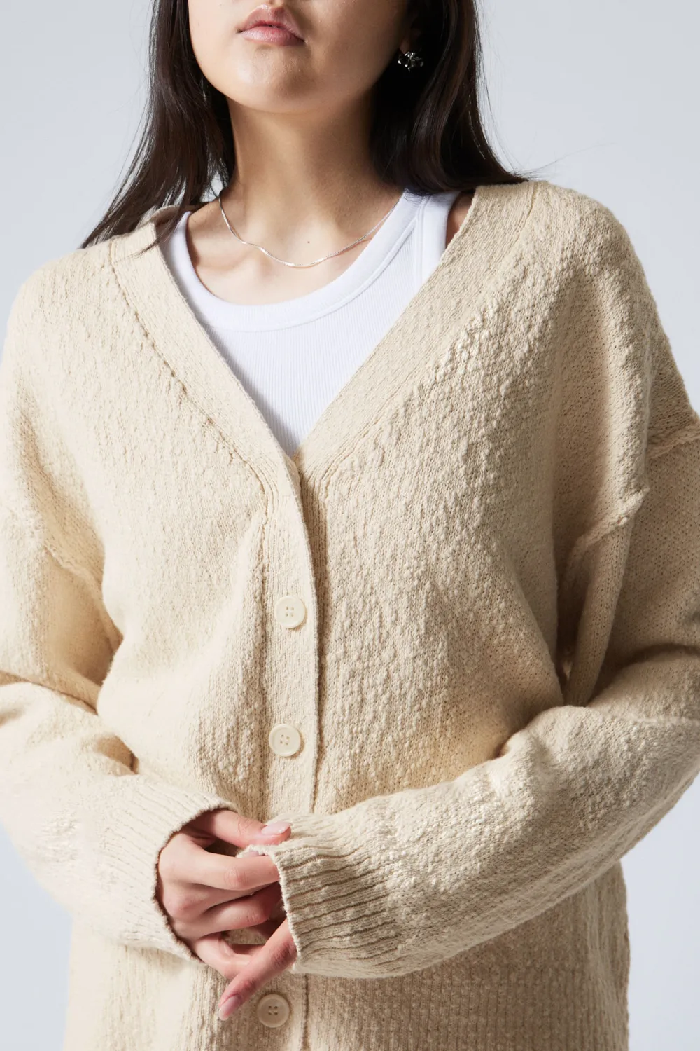 V-Neck Drop Shoulder Cardigan