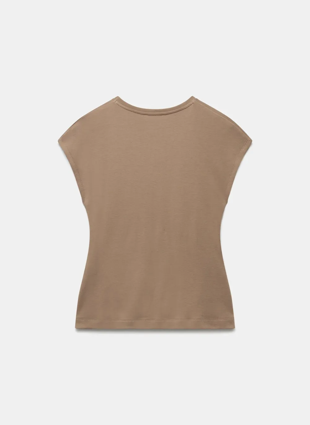 Casual Style Brown Gathered Detail T-Shirt