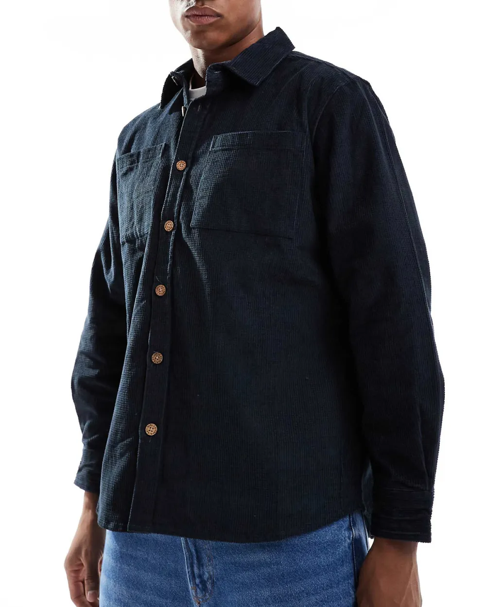 Cord Long Sleeve Shirt In Navy