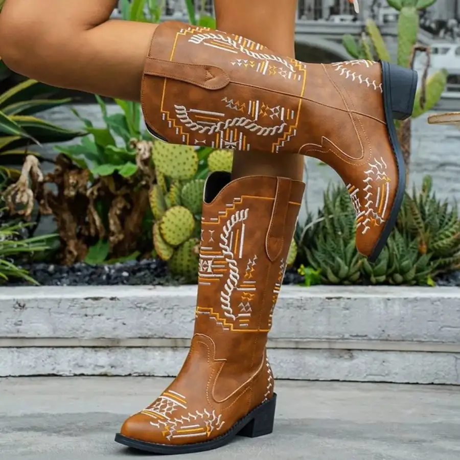 Point Toe Block Heels Boots
