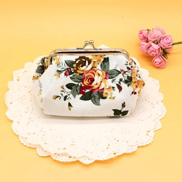 🌸Vintage Floral Kiss Lock Coin Purse, Large Capacity Mini Wallet & Card Holder for Cards