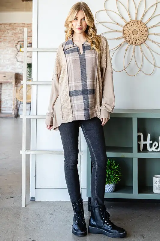 Uptown Plaid Collared Pullover Top | URBAN ECHO SHOP