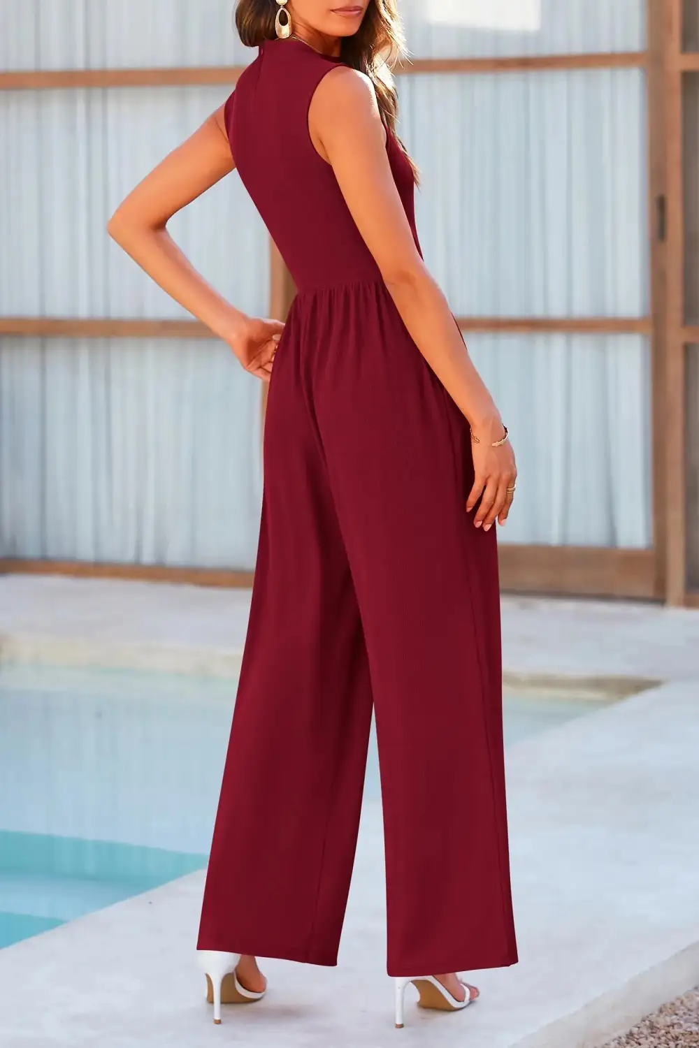 Mock Neck Wide Leg Jumpsuit