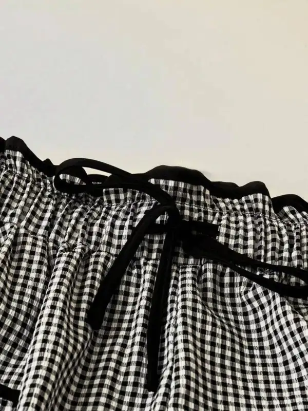 Gingham High Waisted Wide Leg Pants