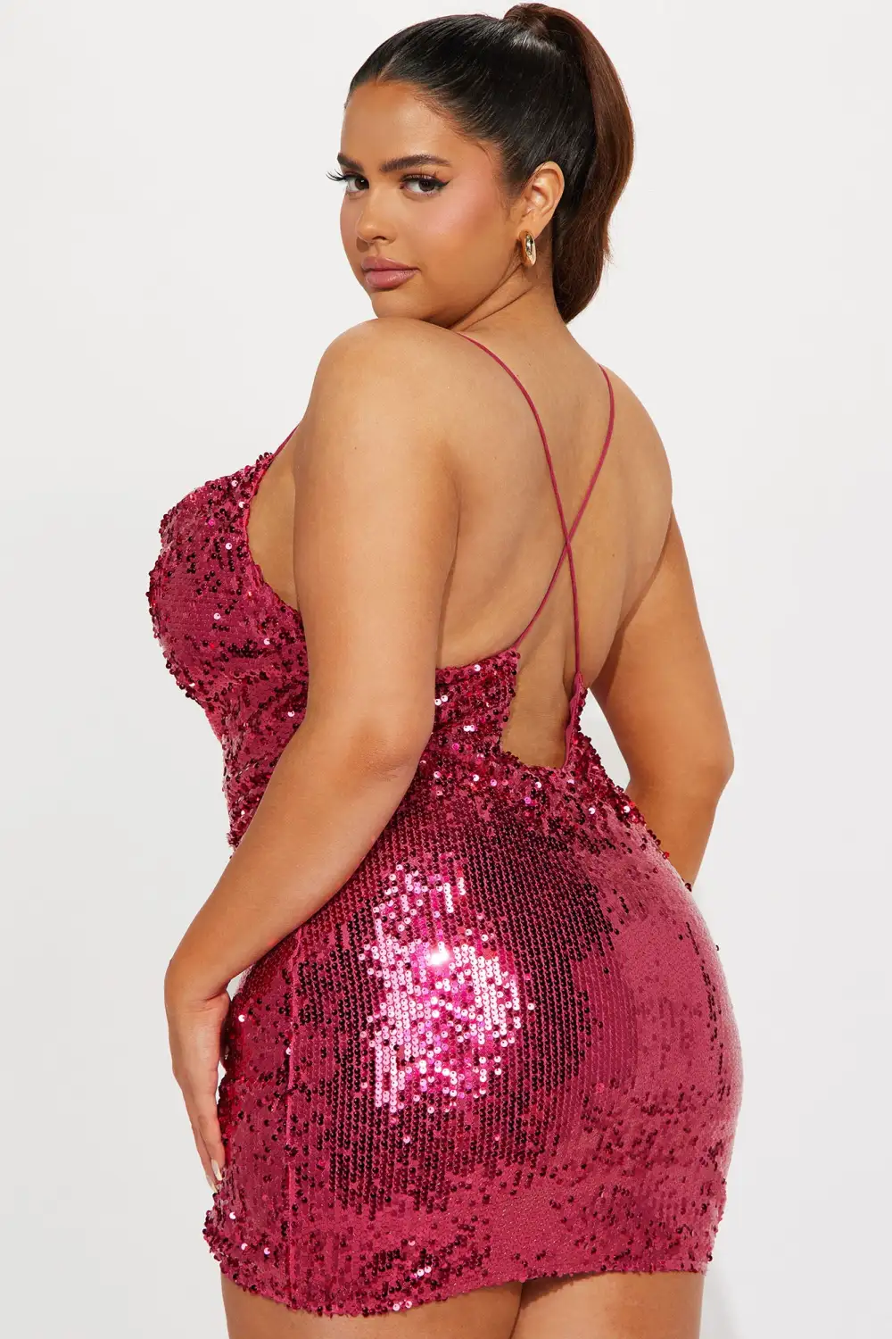 Jackie Sequin Mini Dress - Fuchsia