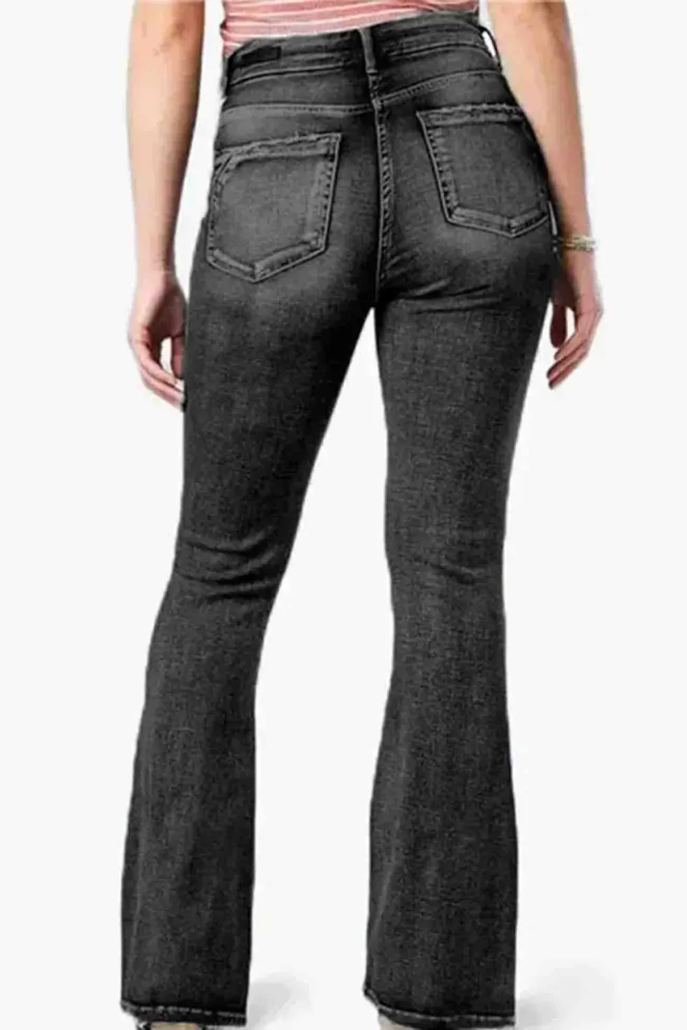 Side Button Flare Jeans