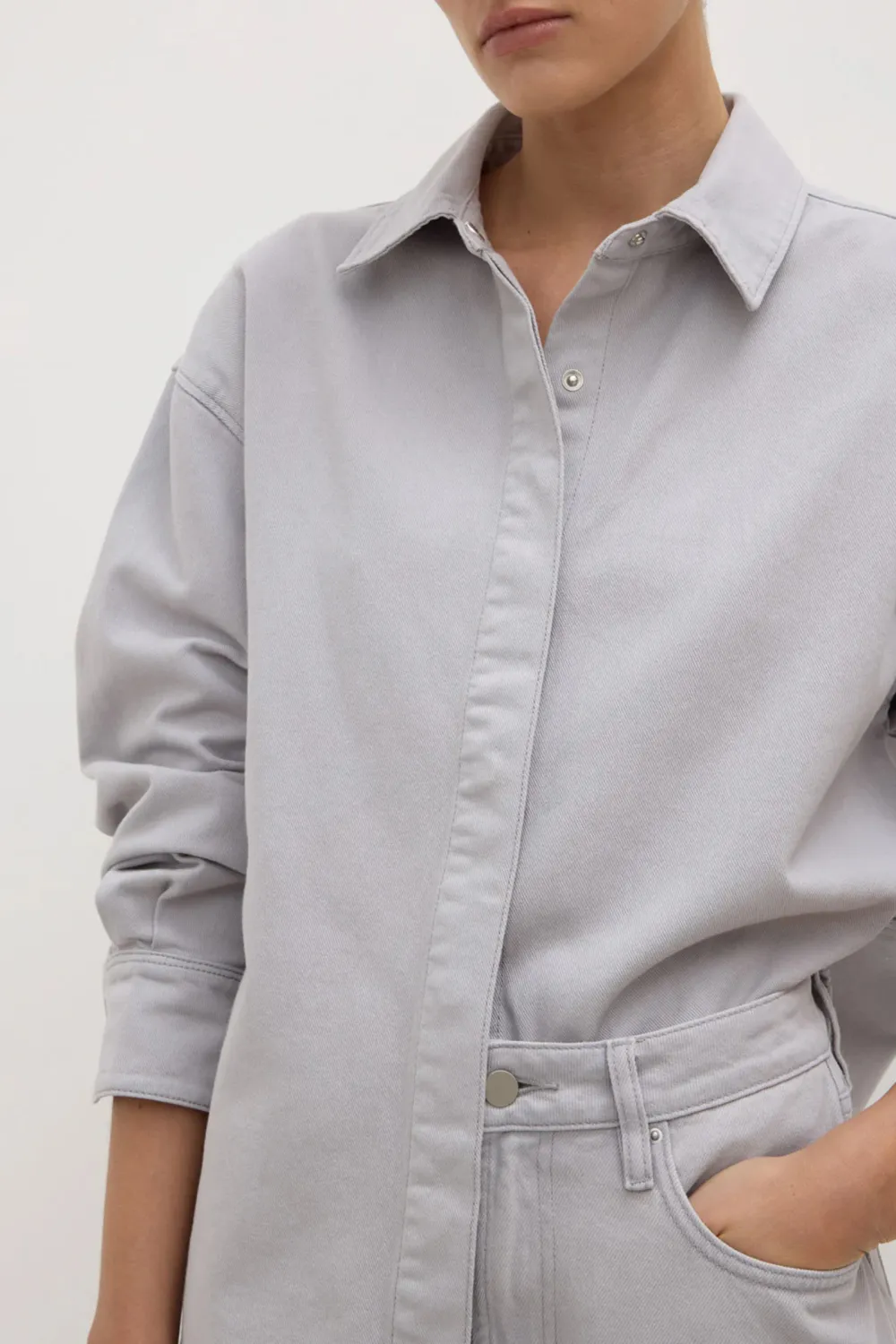 Hidden Concealed Button Denim Jacket