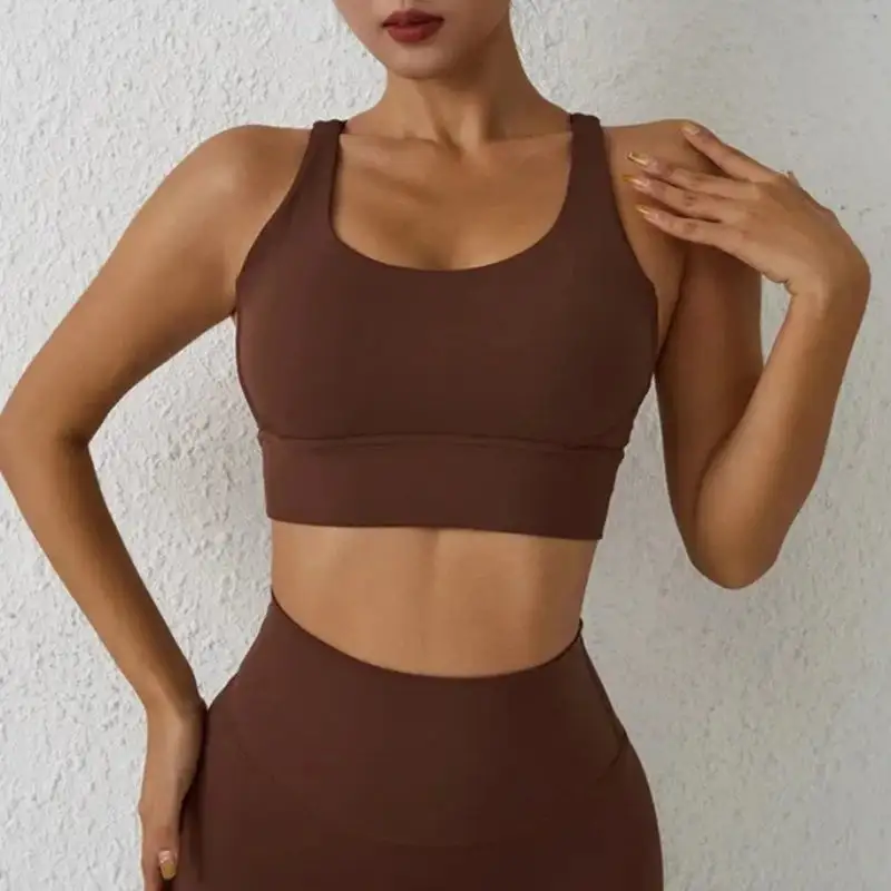 Round-Neck Sports Bra with Strappy Back