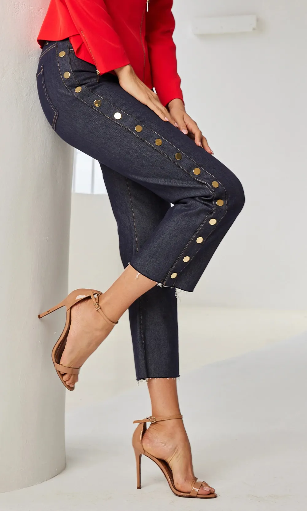 Dark Blue Denim Snap Pants