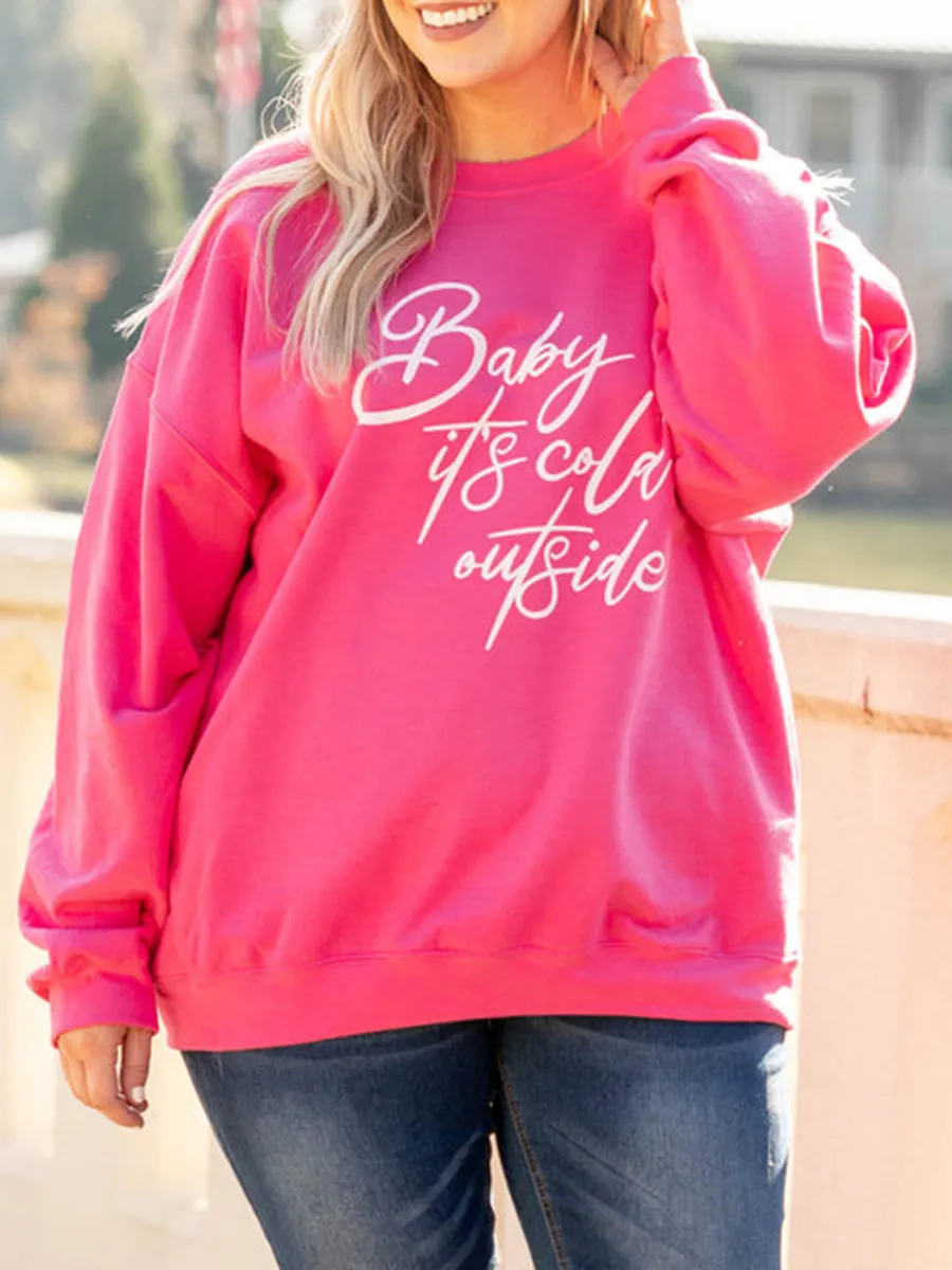Letter Pattern Rose Red Loose Hoodie