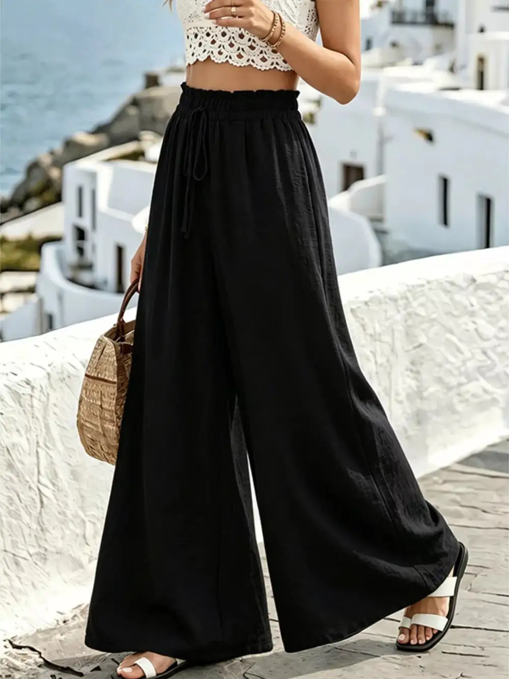 Wide Leg Drawstring Pants