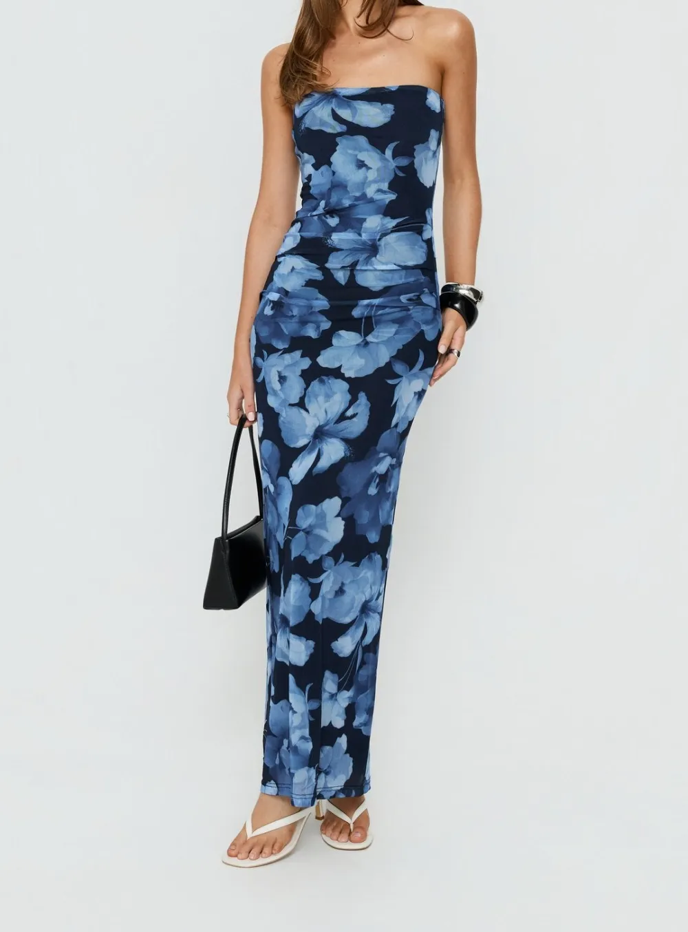 Subtle Texture Strapless Maxi Dress