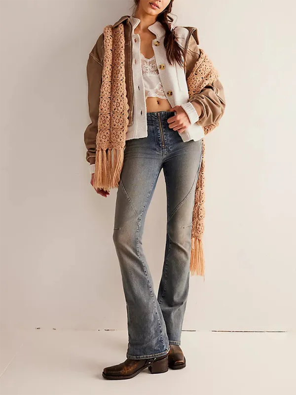Knit Upright Collar Cardigan