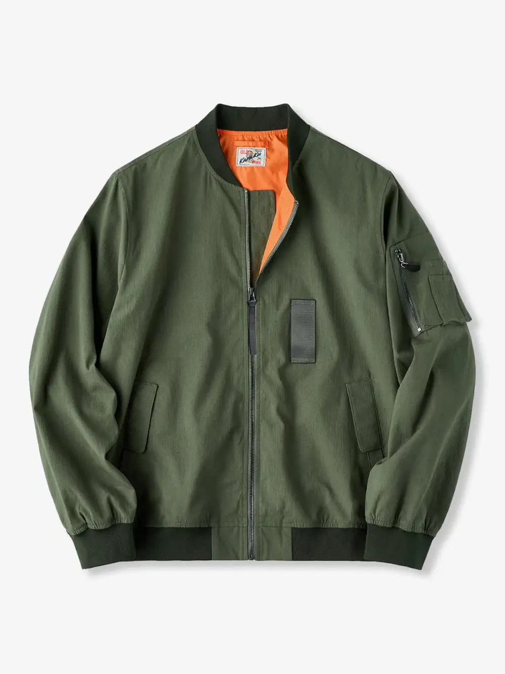 Men'S Zip Front Pocketed Bomber Jacket